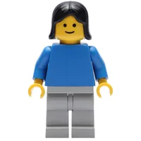 Woman, Blue Torso, Light Gray Legs, Black Hair