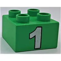 Duplo Brick 2 x 2 with Silver Number 1 Print