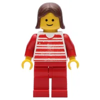 Woman - Red/White Striped Shirt, Red Arms, Red Legs (3626b Head)