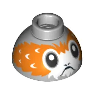 Brick Round 1.5 x 1.5 Dome Top with Porg with Long Forehead Feathers Print