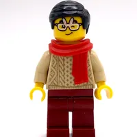 Tan Torso, Dark Red Legs, Black Hair, Red Scarf