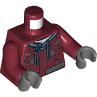 Torso Jacket over Sand Blue Hoodie with Pockets and Laces Print, Dark Red Arms, Dark Bluish Gray Hands