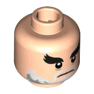 Minifig Head Jor-El, Thick Eyebrows, Grey and White Beard and Mustache Print