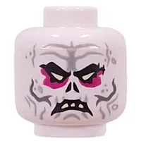 Minifig Head Nightmare Emperor, Light Yellow Eyes, Magenta Eyeshadow, Light/Dark Bluish Grey Wrinkles, Teeth Scowl