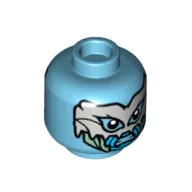 Minifig Head Attuma, Silver Mask, Closed Mouth / Angry Open Mouth print