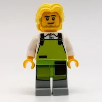Man, Lime Apron, Bright Light Yellow Hair