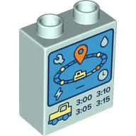 Duplo Brick 1 x 2 x 2 with Control Screen, Train Track, Times print