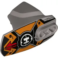 Large Figure Limb Cover, Size 5, Armor with Ball Joint Socket with Red Arrows, Orange Markings, and Hero Factory Logo Print