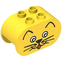 Duplo Brick 2 x 4 x 2 Rounded Ends with Cat Face Print