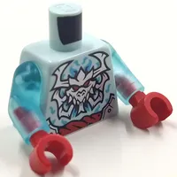 Torso, Red Belt, Silver Dragon Skull, Horns print, Trans-Light Blue Arms, Red Hands