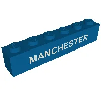 Brick 1 x 6 with White 'MANCHESTER' print