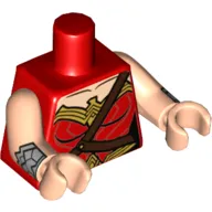 Torso Bodysuit, Light Nougat Neck, Gold Trim and Dark Brown Shoulder Strap Print, Light Nougat Arms and Hands with Silver Gauntlet Print