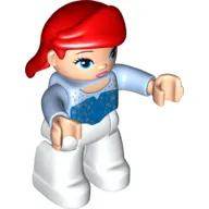 Duplo Figure with Hair Swept Right Red, White Legs (Ariel)