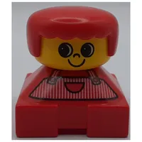 Duplo 2 x 2 x 2 Figure Brick, Rounded Bangs, Red Hair, Red and White Apron Print
