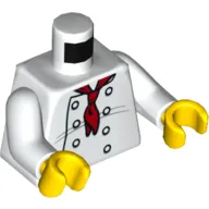 Torso Chef with 8 Buttons, Long Red Neckerchief / 2012 The LEGO Store Alderwood Mall, Lynnwood, WA Back Print, White Arms, Yellow Hands