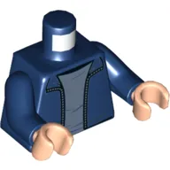 Torso Sweater with Zipper and Medium Blue Shirt Print (Harry Potter), Dark Blue Arms, Light Nougat Hands
