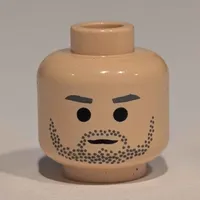 Minifig Head Owen Lars, Gray Stubble and Gray Eyebrows Print [Blocked Open Stud]