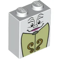 Brick 1 x 2 x 2 with Inside Stud Holder with Face and Two Doors with Elaborate Handles Print (Madame de la Grande Bouche)