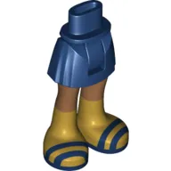 Minidoll Hips and Short Skirt with Medium Nougat Legs and with Gold Boots with Dark Blue Straps Print