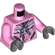 Torso Nightgown, Torn, Blue Ribbon Print (Grandma Wolf), Bright Pink Arms, Dark Bluish Gray Hands