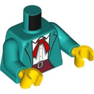 Torso, Jacket, White Shirt, Red Tie/Ribbon/Scarf, Dark Red Pants print, Dark Turquoise Arms, Yellow Hands