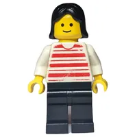 Woman - Red/White Striped Shirt, White Arms, Black Legs