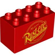 Duplo Brick 2 x 4 x 2 with 'Rust-eze' Logo Print