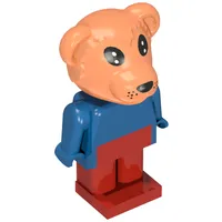 Fabuland Figure Bernard Bear with Brown Head, Blue Torso, Arms and Hands and Red Legs
