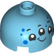 Brick Round 2 x 2 Dome Top, Vented Stud with 3-Eyed Alien, Blue Dots print