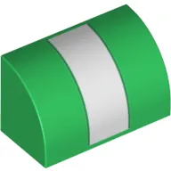 Brick Curved 1 x 2 x 1 No Studs with White Stripe Print