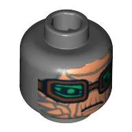 Minifig Head Hondo Ohnaka, Brown Goggles Print