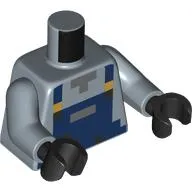 Torso, Pixelated Dark Blue Overalls print, Sand Blue Arms, Black Hands