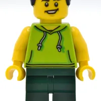 Lime Torso, Dark Green Legs, Black Hair