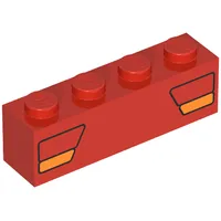 Brick 1 x 4 with Car Taillights Red and Orange Print