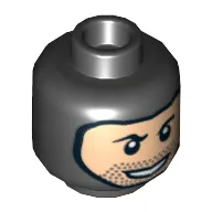 Minifig Head, Balaclava with Light Nougat Face, Stubble and Rakish Smile Print [Hollow Stud]