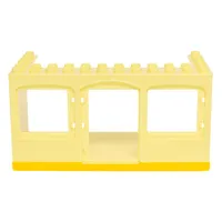 Duplo Building 6 x 12 x 5 with Center Door and Two Windows with Bright Light Orange Bottom (Caravan)