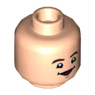 Minifig Head Dustin Henderson, Reddish Brown Eyebrows, Worried / Smiling with Red Tongue and Squinted Eyes Print