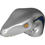 Animal Body Part, Dinosaur, Raptor Head with Tan Teeth and Tan and Dark Blue Marks Print