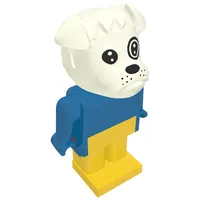 Fabuland Figure Boris Bulldog with White Head, Blue Torso, Arms and Hands, and Yellow Legs