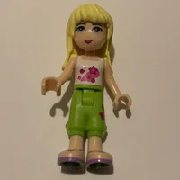 Stephanie - White Top, Lime Trousers