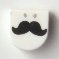 Tile 1 x 1 Half Circle with Black Mustache print