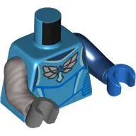 Torso, Symbol with Silver Wings, Bright Light Blue Sword print, Odd Arms and Hands, Left Dark Blue Arm and Blue Hand, Right Pearl Light Grey Arm and Dark Bluish Grey Hand