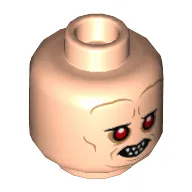 Minifig Head Bib Fortuna, Forehead Lines, Bared Teeth, Red Eyes and Wrinkles, Smile / Worried Print