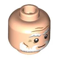 Minifig Head Leonardo Da Vinci, Thick White/Light Bluish Grey Eyebrows, Beard, Wrinkles