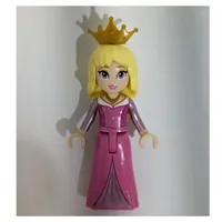 Aurora - Dark Pink Dress, Silver Decoration, Pearl Gold Crown, Big Eyes