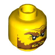 Minifig Head Jack McHammer / Captain Brickbeard, Bushy Beard and Eyebrows, Wrinkles Print [Hollow Stud]