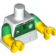 Torso, Dual Molded Arms, Sports Jersey, Green Top with Sports Logos Print, Green Sleeves Pattern, Yellow Arms and Hands