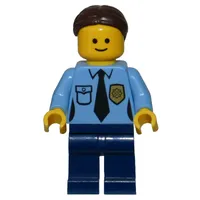 Police, Medium Blue Torso, Dark Blue Legs, Dark Brown Hair