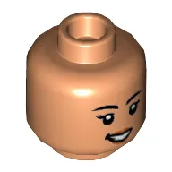 Minifig Head Sammy, Eyelashes, Dark Orange Lips, Open Mouth Smile / Scared Print