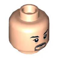 Minifig Head Kraven / Vic Hoskins / Henchman, Goatee, Bags under Eyes, High Eyebrows and Closed Mouth / Lower Eyebrows and Open Mouth Print